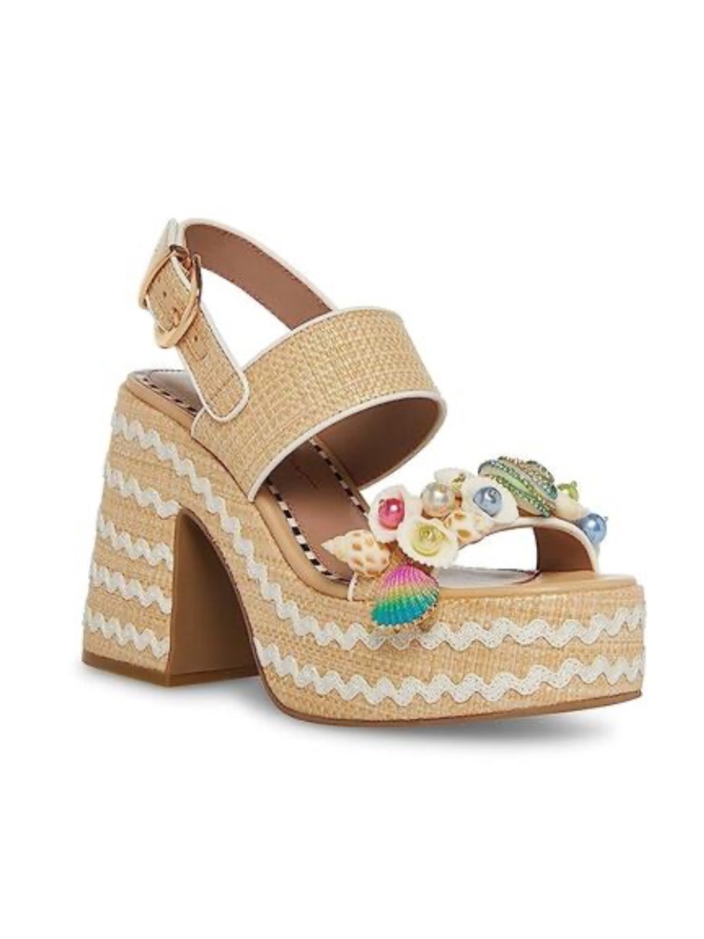 Betsey Johnson Shellie Espadrille Sandal with Beaded Shell Accent - NEW